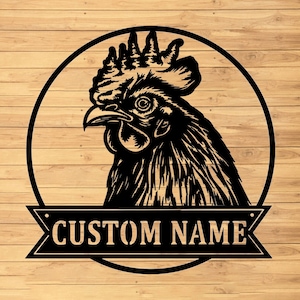Letreros de pared metálicos de gallo personalizados - Arte de pared metálico personalizado - Letreros de gallinero - Letrero de gallinero - Letrero divertido de gallina - Decoración de gallinero