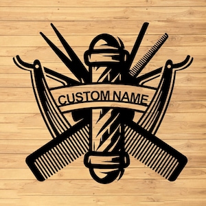 Benutzerdefinierte Barber Shop Metallwandschilder-Barbershop Shop Metalldekor-Friseursalon Namensschilder-Friseursalon Zeichen-Friseur Geschenk