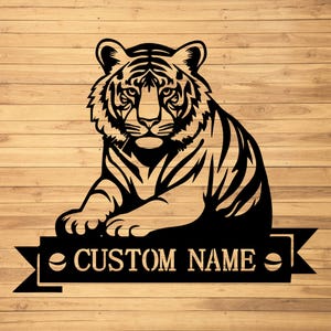 Custom Tiger Metal Wall Signs-Personalized Tiger Metal Wall Art-Personalized Tiger Sign-Metal Tiger name sign-Tiger Led Decor