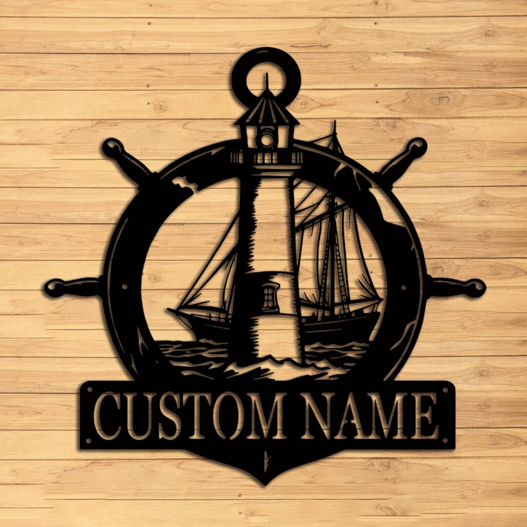 Custom Lighthouse Metal Wall Sign, Personalized Lighthouse Metal Wall ...