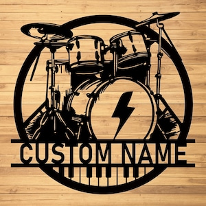 Custom Drummer Metal Wall Sign-Personalized Drummer Metal Wall Art-Drummer Metal Wall Decor-Drummer Name Signs-Drummer&#39;s Gifts-Drum Decor