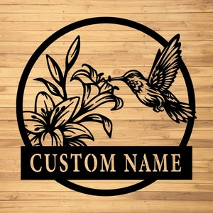 Benutzerdefinierte Kolibri Metallwandschilder-Personalisierte Kolibri Metallwandkunst-Benutzerdefinierte Kolibri-Familienname-Zeichen-Kolibri-Monogramm-Geschenke