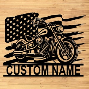 Custom Motorcycle Metal Wall Sign-Personalized Motorcycle Metal Wall Art-Motorcycle Metal Wall Decor-Motorcycle Name Sign-Garage Metal Decor