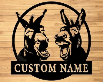 Custom Donkey Metal Wall Sign-Personalized Donkey Metal Wall Art-Donkey Metal Wall Decor-Donkey Led Decor-Donkey Name Signs-Donkey Farm Gift