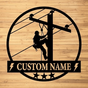 Custom Lineman Metal Wall Sign-Personalized Lineman Metal Wall Art-Lineman Metal Wall Decor-Gift For Lineman-Lineman Name Sign-Lineman Decor