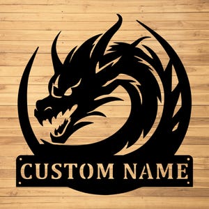 Custom Dragon Metal Wall Sign-Personalized Dragon Metal Wall Art-Dragon Metal Wall Decor-Dragon Name Signs-Dragon Lover&#39;s Gift-Dragon Decor