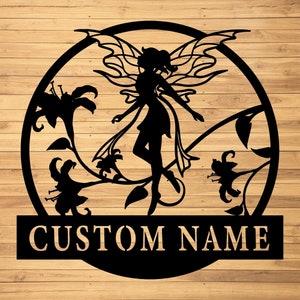 Benutzerdefinierte Fee Metall Wand Zeichen-Personalisierte Fee Metall Wand Kunst-Fee Metall Wand Dekor-Fee Wandbehang-Fee Liebhaber Geschenke-Schlafzimmer Dekor