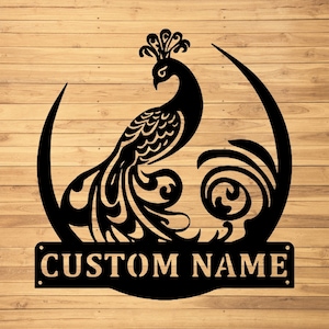 Custom Peacock Metal Wall Signs-Personalized Peacock Metal Wall Art-Peacock Name Wall Hanging-Peacock Led Metal Decor-Peacock Lover Gifts