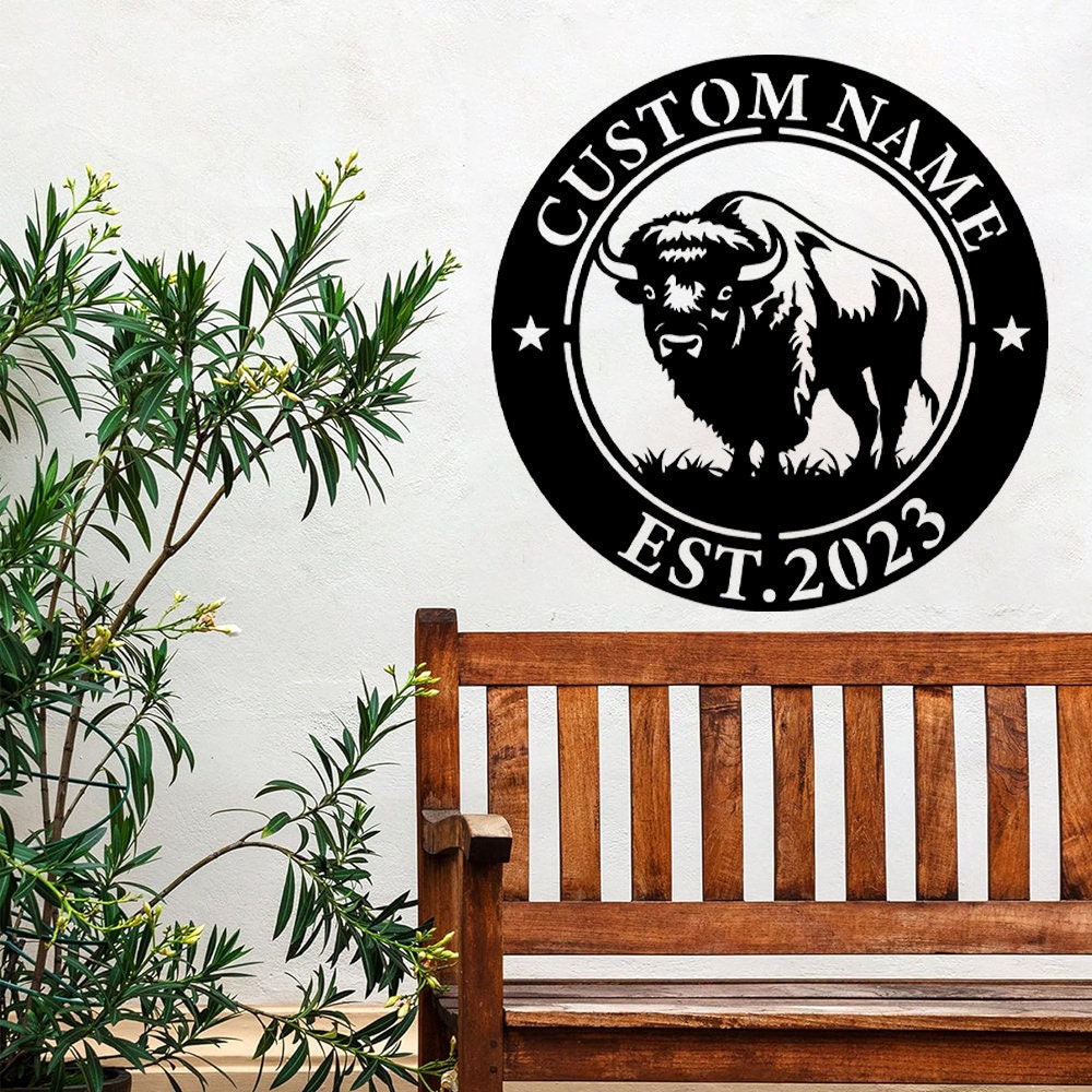 Custom Bison Metal Wall Signs-personalized Bison Metal Wall Art-bison ...