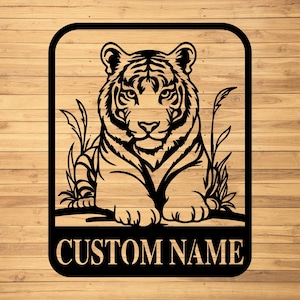 Custom Tiger Metal Wall Signs-Personalized Tiger Metal Wall Art-Personalized Tiger Sign-Metal Tiger name sign-Tiger Led Decor