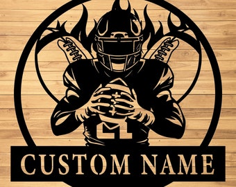 Cartello da parete in metallo personalizzato con motivo a calcio - Decorazione da parete in metallo con motivo a calcio - Decorazioni da parete in metallo con motivo a calcio - Cartelli con nome del giocatore di calcio - Regali a tema calcio