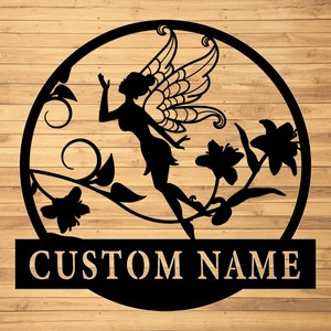 Benutzerdefinierte Fee Metall Wand Zeichen-Personalisierte Fee Metall Wand Kunst-Fee Metall Wand Dekor-Fee Wandbehang-Fee Liebhaber Geschenke-Schlafzimmer Dekor