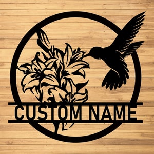 Benutzerdefinierte Kolibri Metallwandschilder-Personalisierte Kolibri Metallwandkunst-Benutzerdefinierte Kolibri-Familienname-Zeichen-Kolibri-Monogramm-Geschenke
