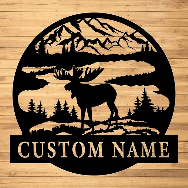 Custom Moose Metal Wall Signs-Personalized Moose Metal Wall Art-Moose Lovers Wall Hanging-Metal Moose Sign-Moose Decor-Moose Lovers Gift