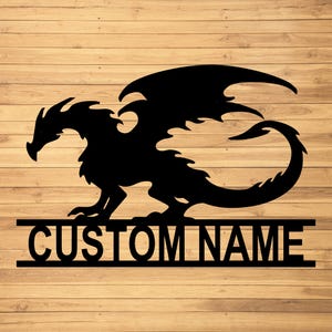 Custom Dragon Metal Wall Sign-Personalized Dragon Metal Wall Art-Dragon Metal Wall Decor-Dragon Name Signs-Dragon Lover&#39;s Gift-Dragon Decor