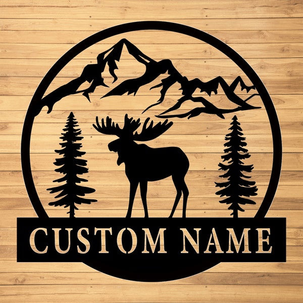 Custom Moose Metal Wall Signs-Personalized Moose Metal Wall Art-Moose Lovers Wall Hanging-Metal Moose Sign-Moose Decor-Moose Lovers Gift