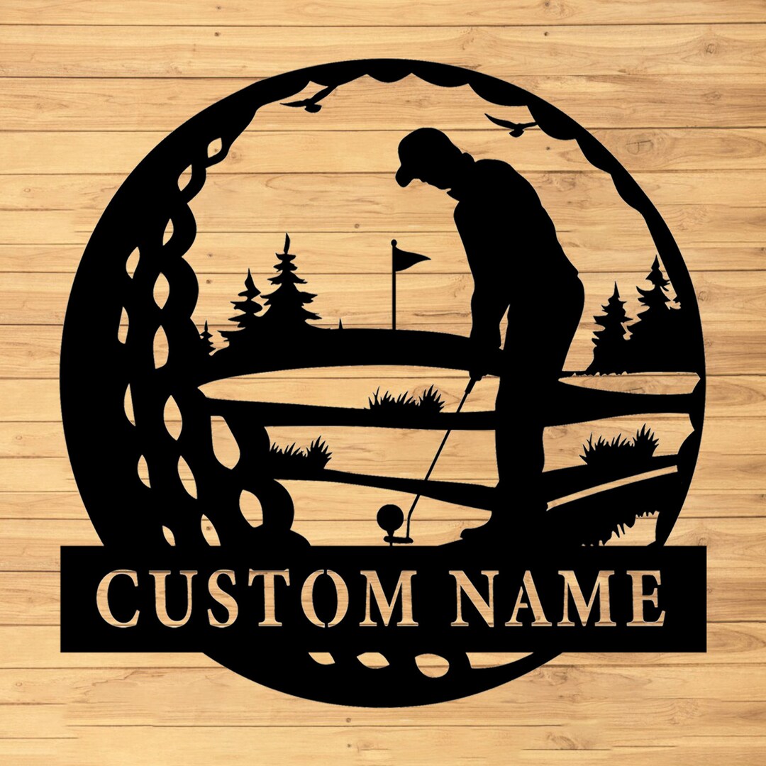 Custom American Flag Golf Metal Sign, Metal Golf Wall Art, Dad Golf Gifts
