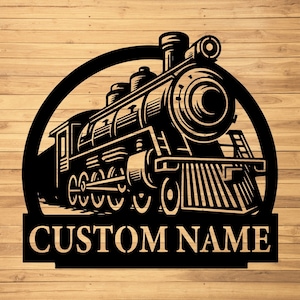 Custom Train Metal Wall Sign-Personalized Train Metal Wall Art-Train Metal Wall Decor-Train Lover Gifts-Train Led Decor-Train Name Signs