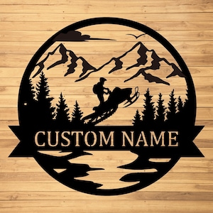 Custom Snowmoblie Metal Wall Signs-Personalized Snowmobile Metal Wall Art-Snowmobile Metal Decor-Snowmoblie Name Signs-Snow Adventure Sign
