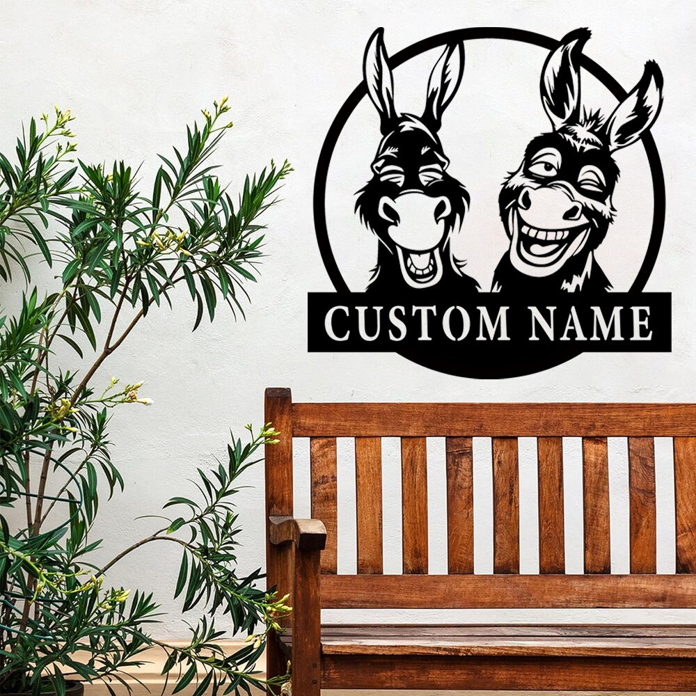 Custom Donkey Metal Wall Sign-personalized Donkey Metal Wall Art-donkey ...