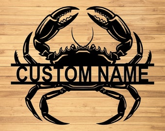 Custom Crab Metal Wall Signs-Personalized Crab Metal Wall Art-Crab Metal Wall Decor-Crab Name Signs-Personalized Beach Crab Sign-Crab Decor