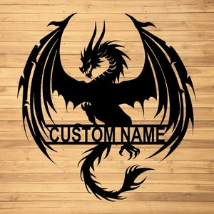 Custom Dragon Metal Wall Sign-Personalized Dragon Metal Wall Art-Dragon Metal Wall Decor-Dragon Name Signs-Dragon Lover&#39;s Gift-Dragon Decor