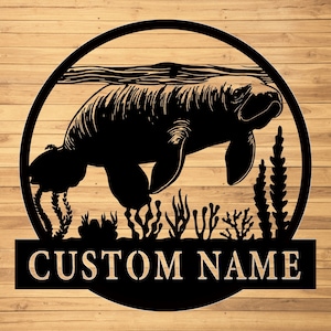 Custom Manatee Metal Wall Sign-Personalized Manatee Metal Wall Art-Manatee Metal Wall Decor-Manatee Metal Led Decor-Manatee Name Sign