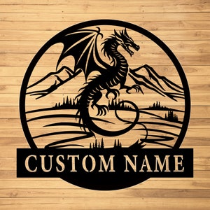 Custom Dragon Metal Wall Sign-Personalized Dragon Metal Wall Art-Dragon Metal Wall Decor-Dragon Name Signs-Dragon Lover&#39;s Gift-Dragon Decor