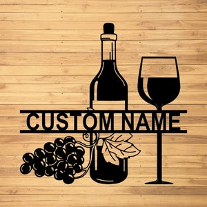 Custom Wine Metal Wall Signs-Personalized Wine Metal Wall Art-Personalized Wine Sign-Metal Wine name sign-Kitchen Wine sign-Wine Led Decor