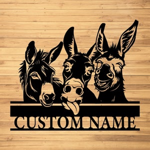 Custom Donkey Metal Wall Sign-Personalized Donkey Metal Wall Art-Donkey Metal Wall Decor-Donkey Led Decor-Donkey Name Signs-Donkey Farm Gift