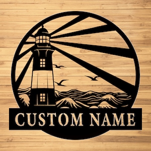 Custom Lighthouse Metal Wall Sign-Personalized Lighthouse Metal Art-Lighthouse Metal Wall Decor-Lighthouse Led Decor-Lighthouse Name Signs