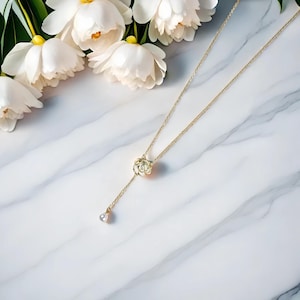 Handmade Camellia Pearl Necklace-Necklace For Women-Dainty Necklace-Necklaces For Women Trendy-Pendant Necklace For Women-Women&#39;s Gifts