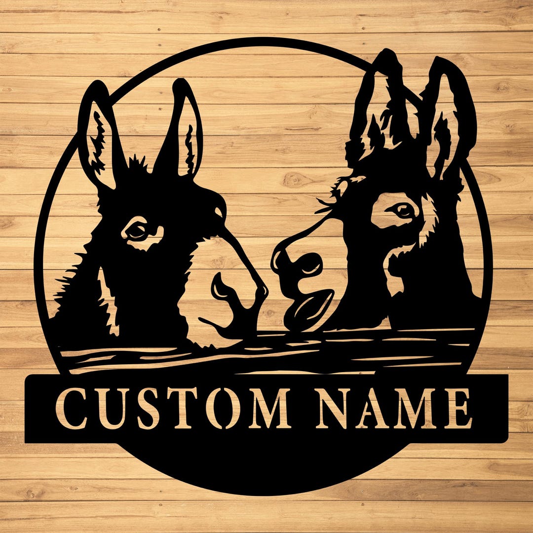 Custom Donkey Metal Wall Sign-personalized Donkey Metal Wall Art-donkey ...