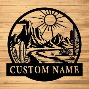 Insegna da parete in metallo con cactus personalizzata - Arte da parete in metallo con cactus personalizzata - Decorazione da parete in metallo con cactus - Regalo per amanti dei cactus - Decorazione a LED con cactus - Insegna con nome cactus