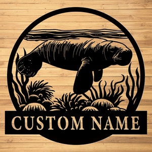Custom Manatee Metal Wall Sign-Personalized Manatee Metal Wall Art-Manatee Metal Wall Decor-Manatee Metal Led Decor-Manatee Name Sign
