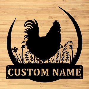 Letreros de pared metálicos de gallo personalizados - Arte de pared metálico personalizado - Letreros de gallinero - Letrero de gallinero - Letrero divertido de gallina - Decoración de gallinero