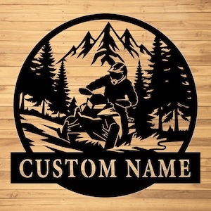 Custom Snowmoblie Metal Wall Signs-Personalized Snowmobile Metal Wall Art-Snowmobile Metal Decor-Snowmoblie Name Signs-Snow Adventure Sign