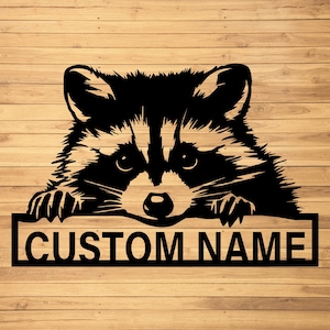 Custom Raccoon Metal Wall Signs-Personalized Raccoon Metal Wall Art-Raccoon Name Wall Hanging-Raccoon Led Metal Decor-Raccoon Lover Gifts