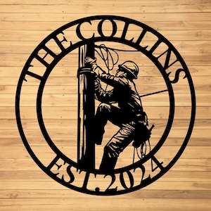 Custom Lineman Metal Wall Sign-Personalized Lineman Metal Wall Art-Lineman Metal Wall Decor-Gift For Lineman-Lineman Name Sign-Lineman Decor