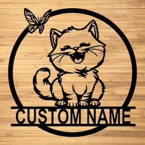 Custom Cat Metal Wall Signs-Personalized Cat Metal Wall Art-Cat Lovers Wall Hanging-Metal Cat Sign-Cat Welcome Signs-Cat Lovers Gift-Cat Art