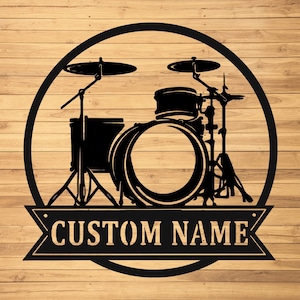 Custom Drummer Metal Wall Sign-Personalized Drummer Metal Wall Art-Drummer Metal Wall Decor-Drummer Name Signs-Drummer&#39;s Gifts-Drum Decor