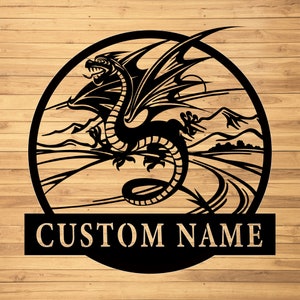 Custom Dragon Metal Wall Sign-Personalized Dragon Metal Wall Art-Dragon Metal Wall Decor-Dragon Name Signs-Dragon Lover&#39;s Gift-Dragon Decor