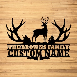 Personalized Deer Metal Wall Sign-Custom Deer Metal Wall Art-Deer Metal Wall Decor-Deer Hunter Gift-Deer Hunting Led Decor-Housewarming Gift