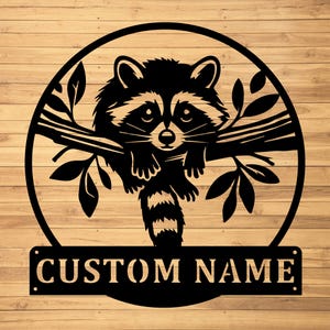 Custom Raccoon Metal Wall Signs-Personalized Raccoon Metal Wall Art-Raccoon Name Wall Hanging-Raccoon Led Metal Decor-Raccoon Lover Gifts