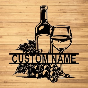 Custom Wine Metal Wall Signs-Personalized Wine Metal Wall Art-Personalized Wine Sign-Metal Wine name sign-Kitchen Wine sign-Wine Led Decor