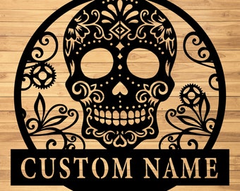 Custom Skull Metal Wall Sign-Personalized Skull Metal Wall Art-Skull Metal Wall Decor-Skull Wall Hanging-Skull Name Sign-Skull Led Sign