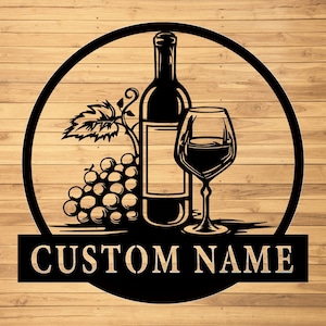 Custom Wine Metal Wall Signs-Personalized Wine Metal Wall Art-Personalized Wine Sign-Metal Wine name sign-Kitchen Wine sign-Wine Led Decor
