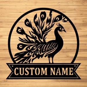 Custom Peacock Metal Wall Signs-Personalized Peacock Metal Wall Art-Peacock Name Wall Hanging-Peacock Led Metal Decor-Peacock Lover Gifts