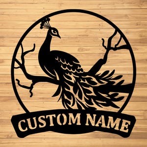 Custom Peacock Metal Wall Signs-Personalized Peacock Metal Wall Art-Peacock Name Wall Hanging-Peacock Led Metal Decor-Peacock Lover Gifts