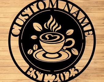 Benutzerdefinierte Kaffeebar Metallwandschild-Kaffeebar Metallwandkunst-Kaffeemetallwanddekor-Kaffee-LED-Dekor-Kaffeebar-Namensschild-Kaffeebar-Ideen